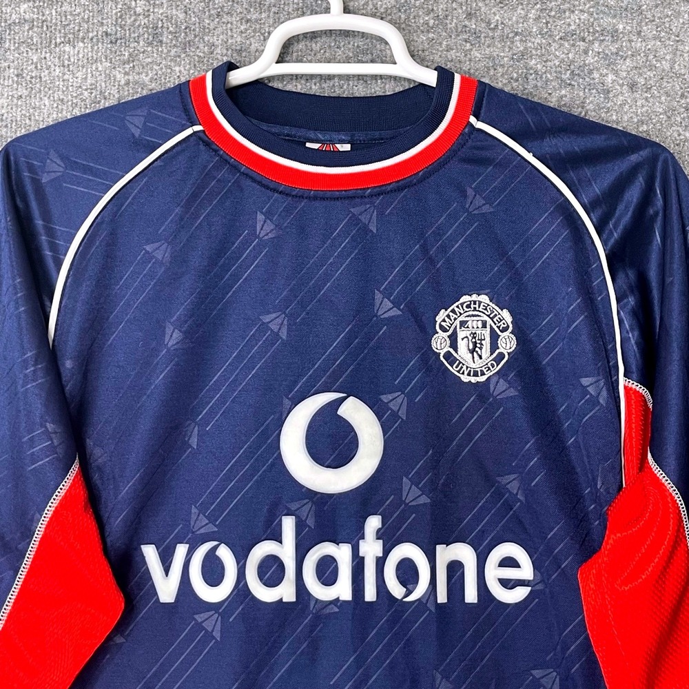 Manchester United Vodafone Soccer Jersey Navy Blue Long Sleeve 3XL Shine